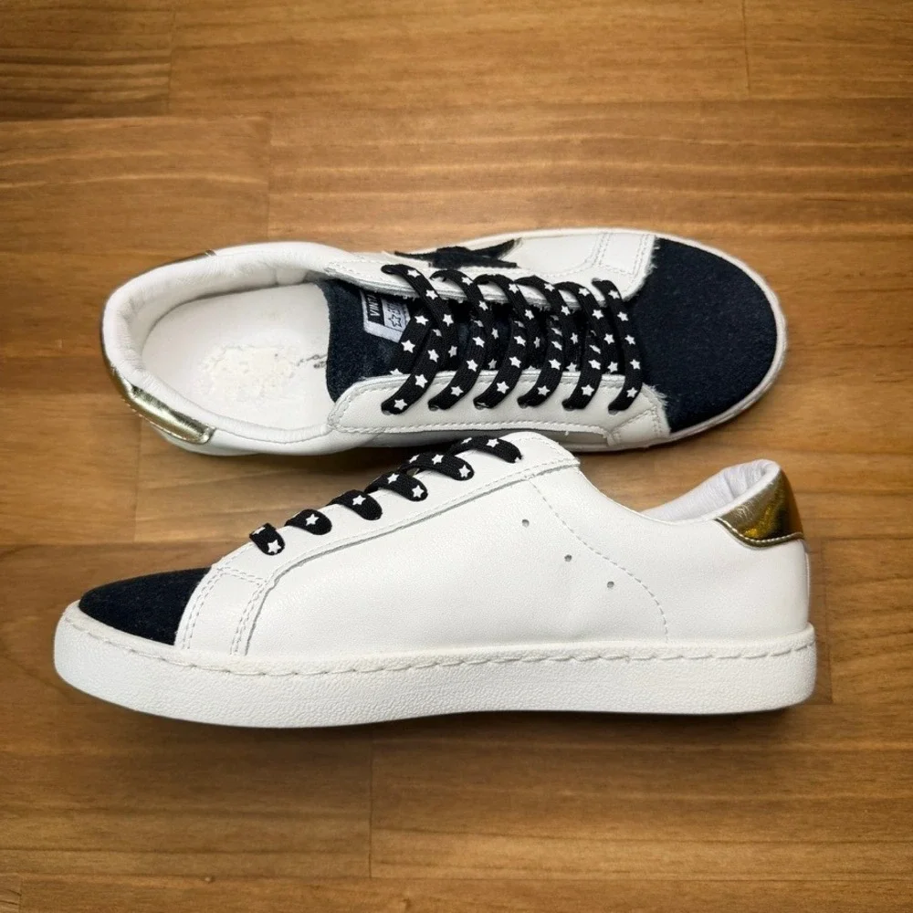 Vintage Havana Bianca Black White Star Leather Sneakers Women's Size 6